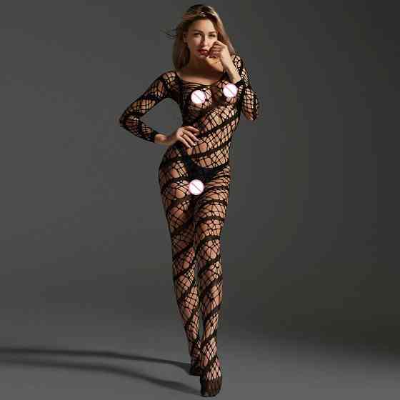 Еротичний бодістокінг жіночий мереживна сітка, сексуальна білизна, універсальний розмір зріст: 145-185 см, One Size чорний, 8545 Кам'янець-Подільський