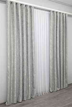 Комплект готовых штор VR-Textil Лен мрамор Pavliani ХО № 1263ш Светло-серый 150х280 см 2 шт (33-0107) Киев