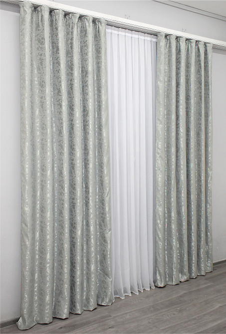 Комплект готових штор VR-Textil Льон мармур Pavliani ХО № 1263ш Світло-сірий 150х280 см 2 шт (33-0107) Київ - фото 4