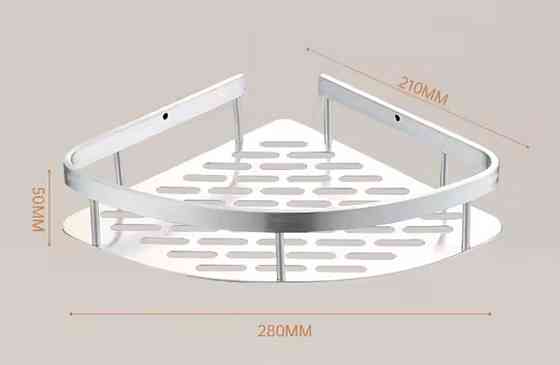 Угловая настенная полка для ванной алюминиевая 28 см серый Киев