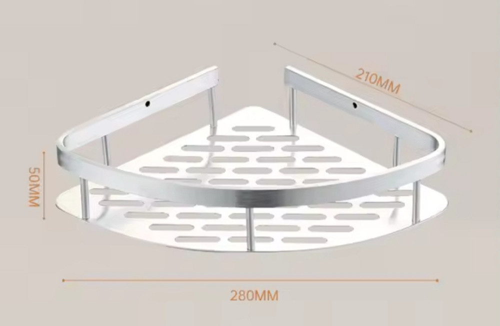 Угловая настенная полка для ванной алюминиевая 28 см серый Киев - изображение 4