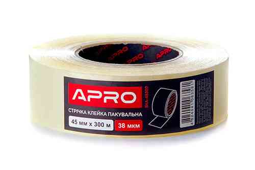 Стрічка клейка пакувальна 38 мкм 45 мм 300 м APRO Рівне