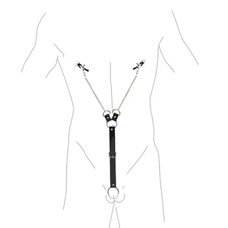 Затискачі для сосків з фіксацією на пенісі Art of Sex – Nipple Clamps for Men, екошкіра Львів - фото 3