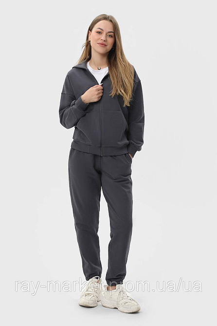 Костюм женский худи на молнии и брюки темно-серый RAY PREMIUM LOOSE U0809 (U0809W-Dark Grey) XXL Киев - изображение 1