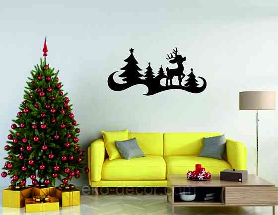 Декоративное настенное Панно «Олень», Декор на стену 110*156 см, Черный Киев