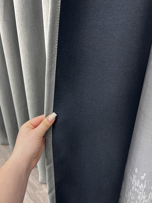 Комплект штор VR-Textil блекаут Scandi 150х270 2шт і Тюль 400х270 1900ш-1675т Сірий з білим 71-172/3 Київ - фото 5