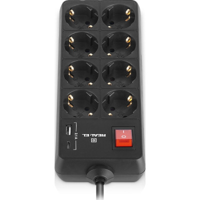 Сетевой удлинитель REAL-EL RS-PROTECT 805 1.8m, black (EL122300042) Винница - изображение 8