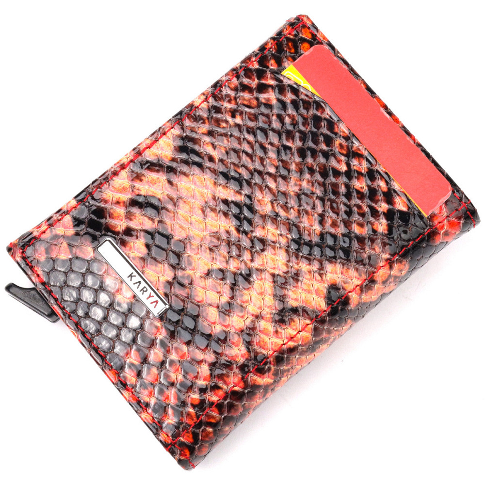 Визитница из натуральной фактурной кожи под змею Разноцветный (KARYA) Киев - изображение 9