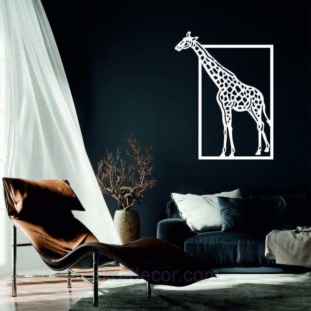 Декоративне настінне Панно «Жираф» Декор на стіну 90*69 см, Білий Київ - фото 1