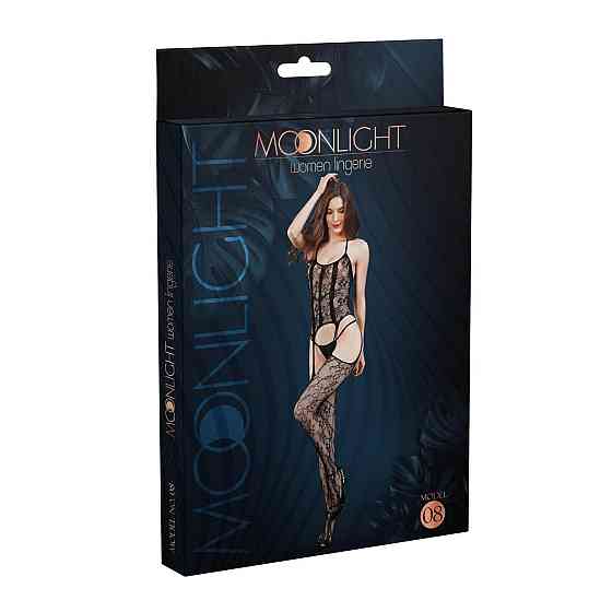 Бодістокінг з доступом Moonlight Model 08 XS-L Black, імітація корсета та панчіх на підв’язках Sex Aura Київ
