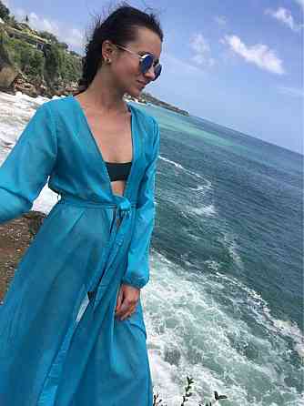 Халат парео для пляжу з рукавами 42 блакитний Київ