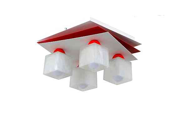 SIRIUS Люстра металева виробництво Sirius PR 1007/4 білий+червоний на 4 плафона Коломия