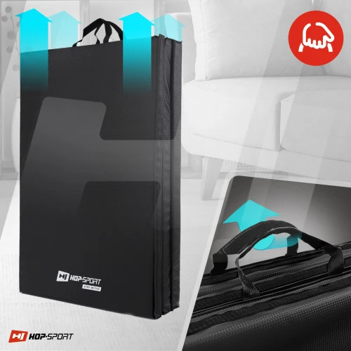 Спортивный складной гимнастический мат Hop-Sport 5 см черный для тренировок фитнеса акробатики дома и зала Киев - изображение 7