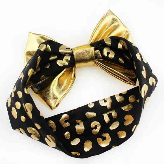 Повязка на голову детская с бантом one size леопардовый Киев