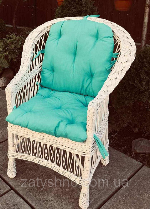 Крісло плетене з блакитною накидкою Київ - фото 10