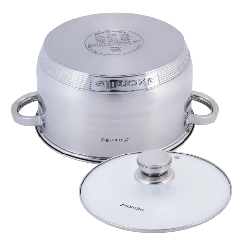 Каструля нержавіюча сталь 5л з кришкою порожнисті ручки 4913 KAMILLE Житомир - изображение 3