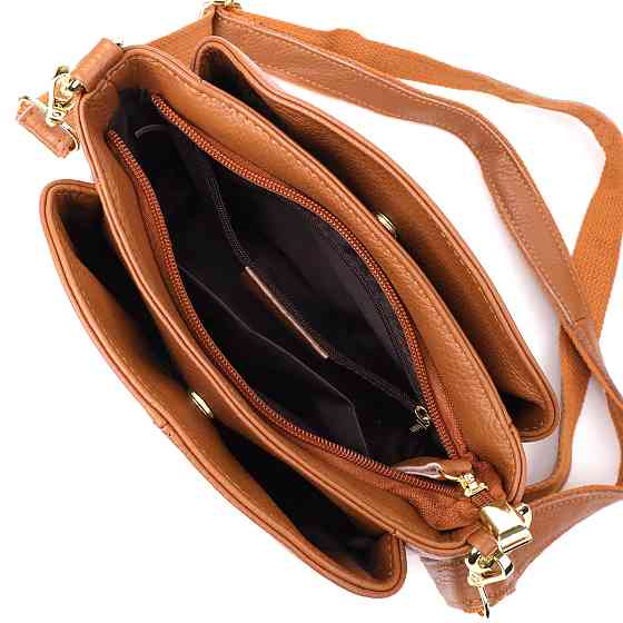 Практичная женская сумка на три отделения из натуральной кожи sale_15123 Vintage Рыжий Киев