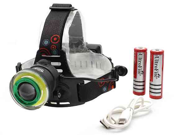 Налобний ліхтар PL106, 2х18650, T6+Cob, Zoom Дніпро