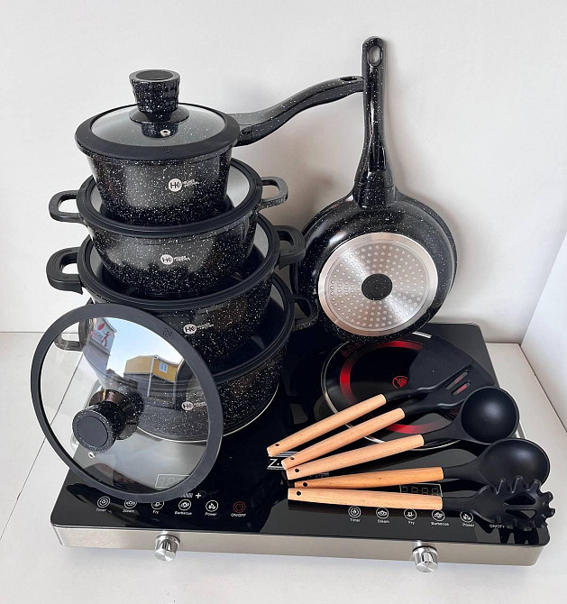 НК-316 Посуда набор круглих кастрюль (17 предметов) + силикон принадлежности Higher Kitchen (4) Одесса - изображение 1