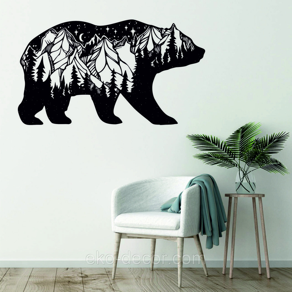 Декоративне настінне Панно «Ведмідь» Декор на стіну 110*62 см, Чорний Київ - фото 3