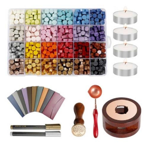 Подарочный набор для сургучных печатей 24 цвета свечи ложка штамп конверты Киев - изображение 1