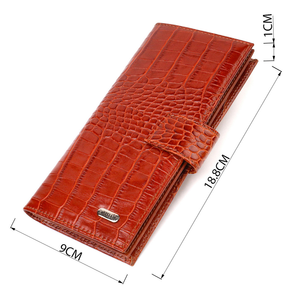 Ультрамодный кошелек для мужчин из натуральной кожи с тиснением под крокодила CANPELLINI 21918 Рыжий Киев - изображение 8
