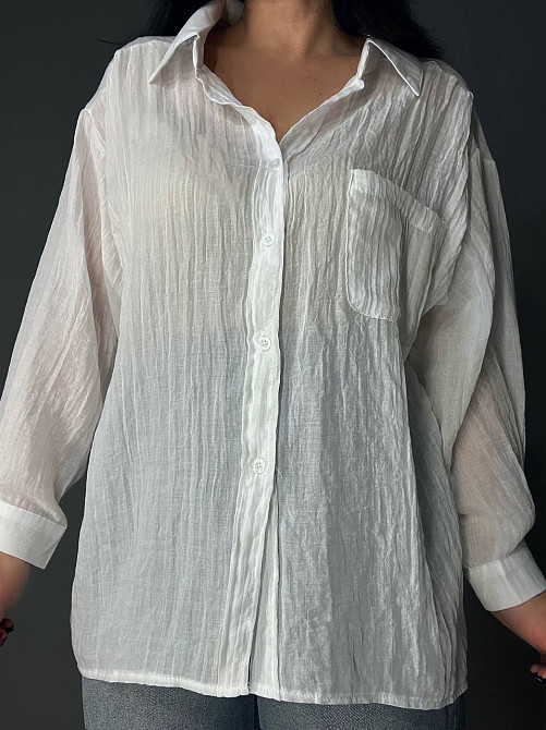 Рубашка женская Xingyue 388 оверсайз хлопок жатка с карманом, белый, one size Киев - изображение 5