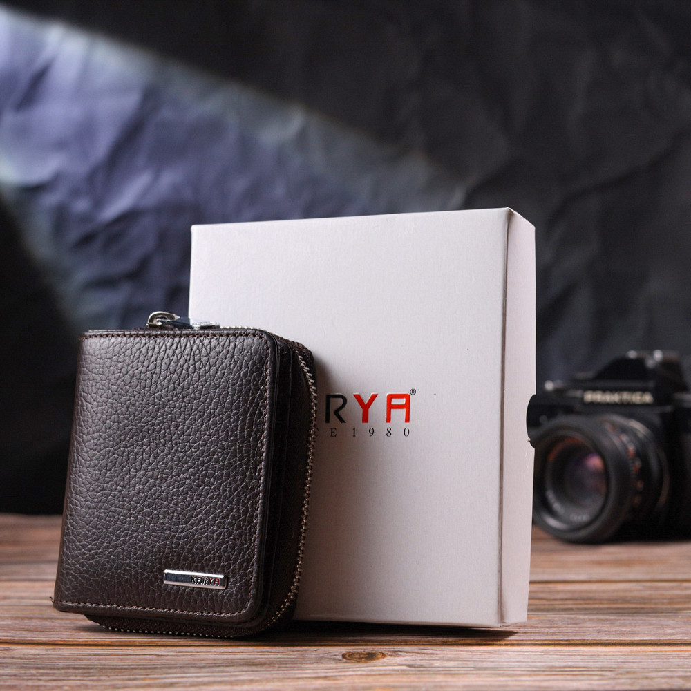 Практичный женский кошелек с монетницей на молнии из натуральной кожи KARYA 21412 Коричневый Киев - изображение 10