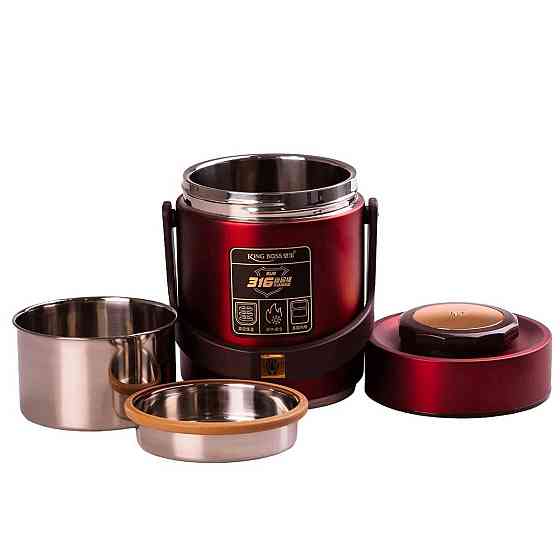 Термос для їжі з 2 контейнерами з нержавіючої сталі на 1.5 літра червоний HP156R Київ