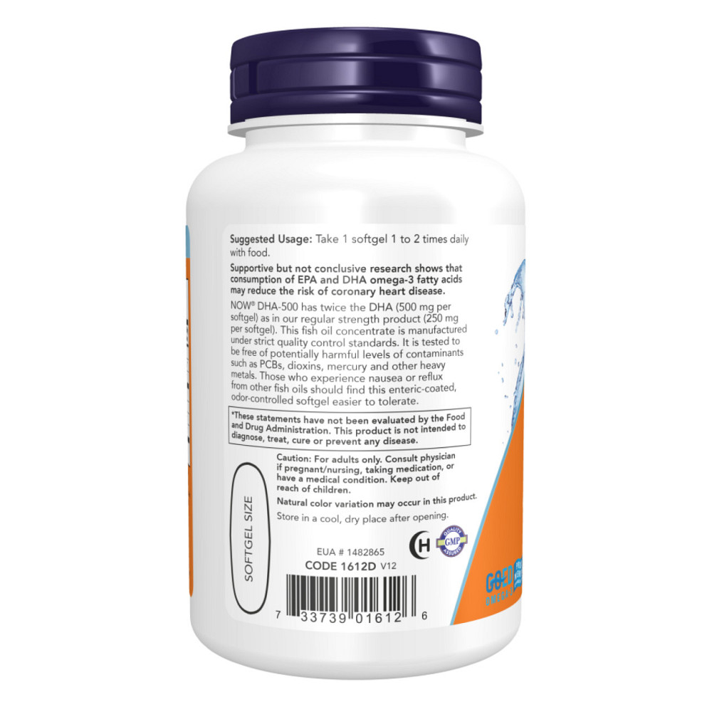 Жирные кислоты NOW Foods DHA 500mg 180 sgels Киев - изображение 3