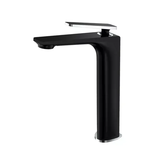 Змішувач для раковини високий Frap F1057-2 чорний/хром Київ