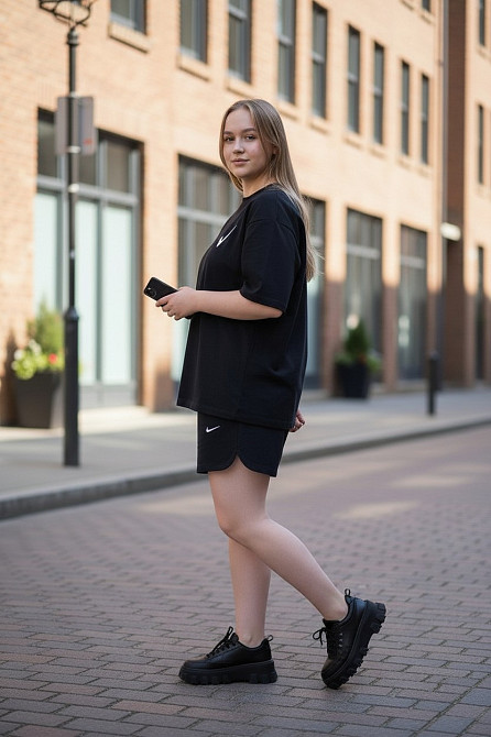 Женский летний спортивный костюм футболка с шортами Черный M-L Харьков - изображение 10