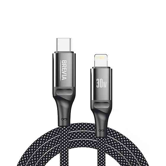 Кабель Brevia Type-C to Lightning 30W 1м, чорний ZIP (56100BCLZ1) Львів
