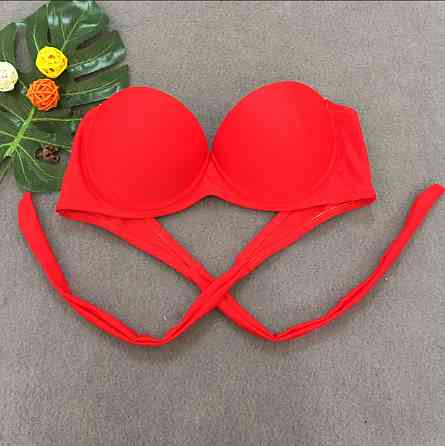 Купальник роздільний бандо жіночий червоний Київ