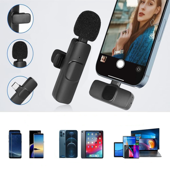 Мікрофон бездротовий петличний для смартфона з Type-C K8 / Петличка на одяг з прищіпкою Київ