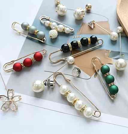 Набор брошей булавок с жемчугом 14 шт, декоративные женские броши для платья, пиджака и пальто Киев