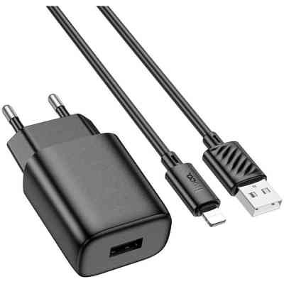 Зарядний пристрій HOCO C134A Solid USB + cable USB to Lightning Black (6942007621311) Вінниця