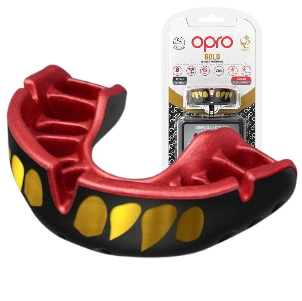 Капа OPRO Gold доросла (вік 11+)  JAWS Black/Red (art.102504011) Кам'янське - фото 1