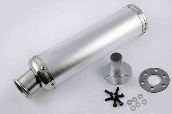 Глушник (тюнінг) 300 * 90mm, кріп. Ø48mm (нержавіюча сталь, срібло, прямоток, mod:9) Київ