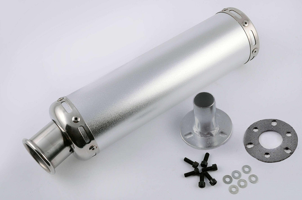 Глушник (тюнінг) 300 * 90mm, кріп. Ø48mm (нержавіюча сталь, срібло, прямоток, mod:9) Київ - фото 1