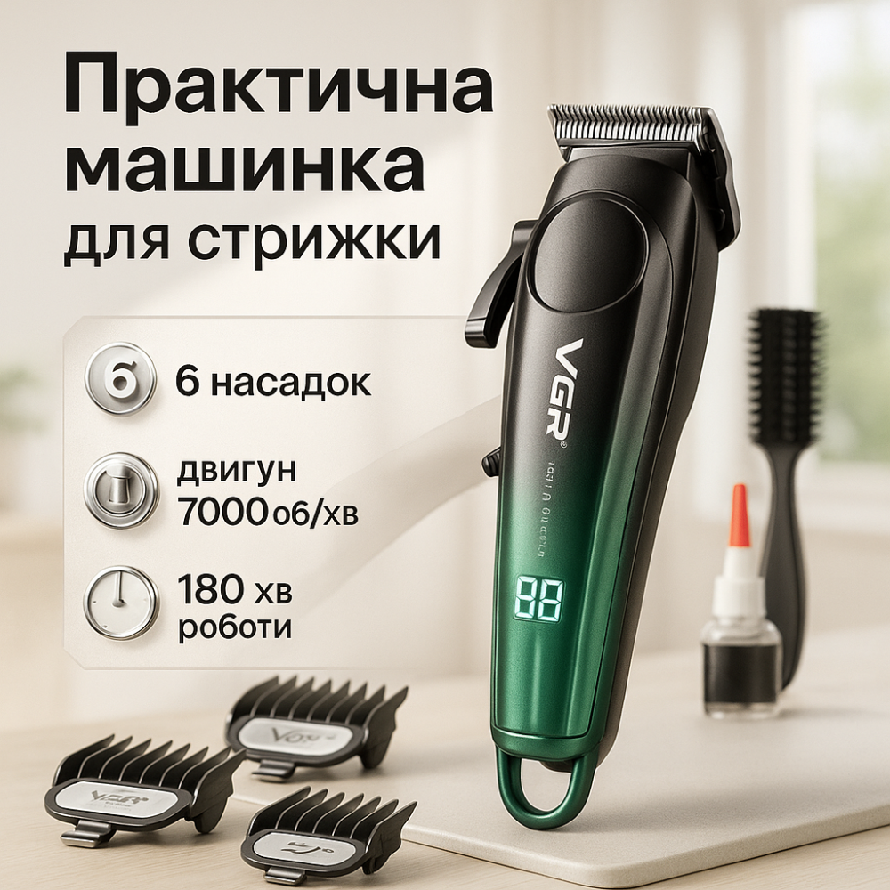 Професійна машинка для стрижки волосся на акумуляторі, Набір для стрижки волосся на акумуляторі QB-95 Львів - фото 15