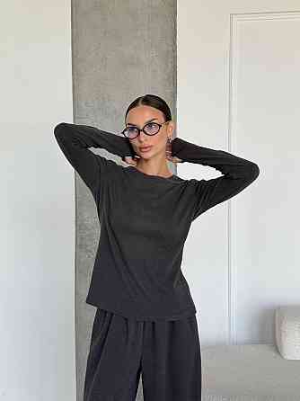 Женский теплый базовый костюм двойка из турецкого микрофлиса Графит Одесса