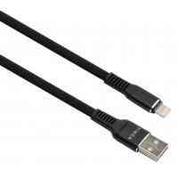 Дата кабель USB 2.0 AM to Lightning 1.0m flat nylon black Vinga (VCPDCLFNB1BK) Київ