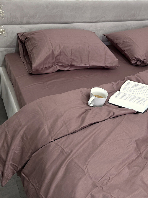 Ecotton Простирадло на резинці Ecotton 140х200 см із сатину (арт. 16-1412 Stucco) коричневий Коломия - фото 2