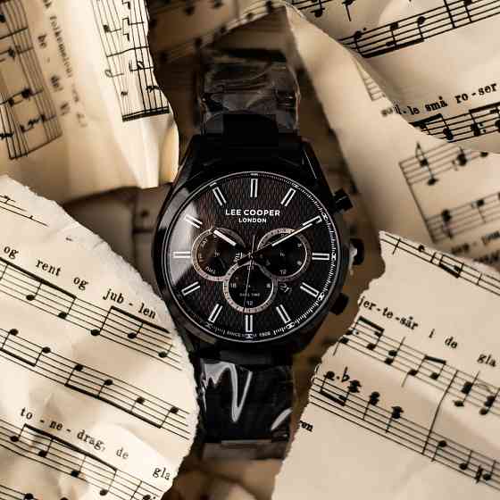 Часы мужские наручные водостойкие Lee Cooper England Midnight Black (2 ремешка) Винница