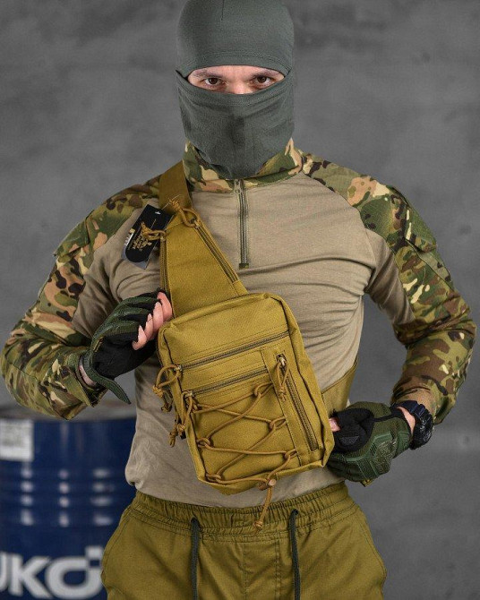 Сумка-слинг тактическая с одной лямкой SILVER KNIGHT coyot ВТ6749 Одесса - изображение 1