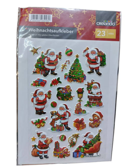 Новогодние наклейки Дед Мороз Crelando 21 на 14 см разноцветный Киев - изображение 1
