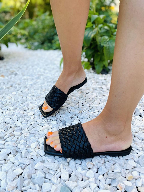 Seastar Модні шльопанці жіночі зі штучної шкіри чорні на низькому ходу SEASTAR T375P р. 36-41 Коломия - фото 10