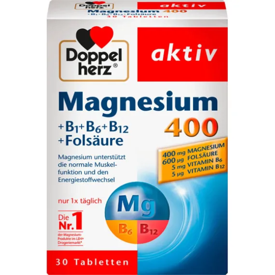 Таблетки магнію 400 мг Doppelherz 30 шт., 38,1 г. (Німеччина) Doppelherz Magnesium 400mg Tabletten 3 Львів