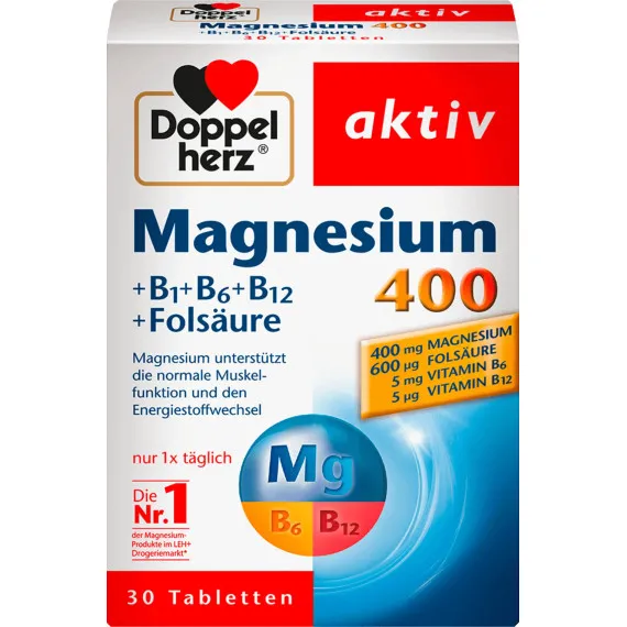 Таблетки магния 400 мг Doppelherz 30 шт., 38,1 г. (Германия) Doppelherz Magnesium 400mg Tabletten 30 Львов - изображение 1